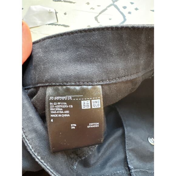 Uniqlo Black A-Line Midi Skirt Button Front Size 4 Waist 27 Length 32 - Picture 2 of 4